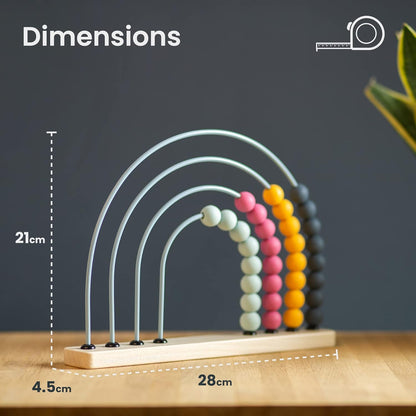 Bigjigs Toys FSC® Certified Rainbow Abacus - Eco Wooden Abacus for Kids & Toddlers, 32 Food-Grade Silicone Beads, Early Development & Activity Toys, Quality Counting Toys