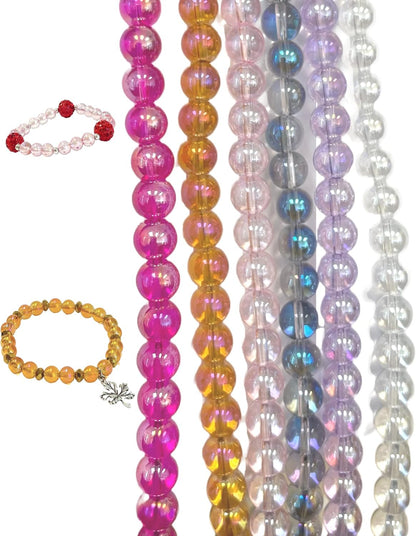8mm Glass Beads Round Bulk for Bracelet, Glow in Dark Beads, DIY Jewelry Windchime Suncatcher Party Supplies, 300 pcs