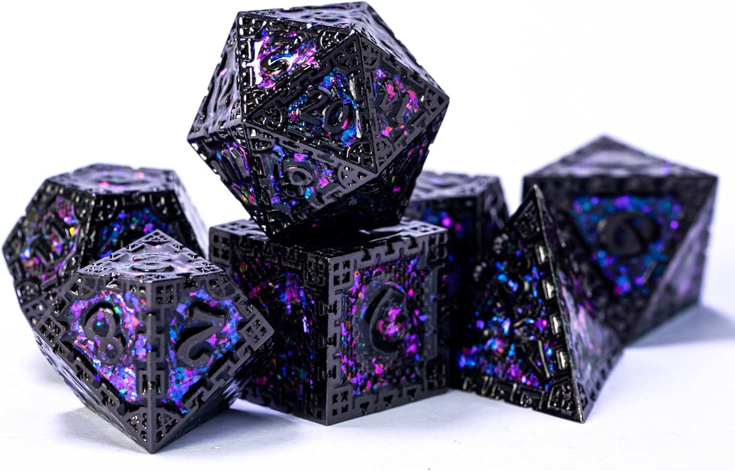 UDIXI Steampunk Metal Dice Set, 7 Die Polyhedral DND Dice Set for D&D Role Playing Game and Math Teaching (Ancient Copper)