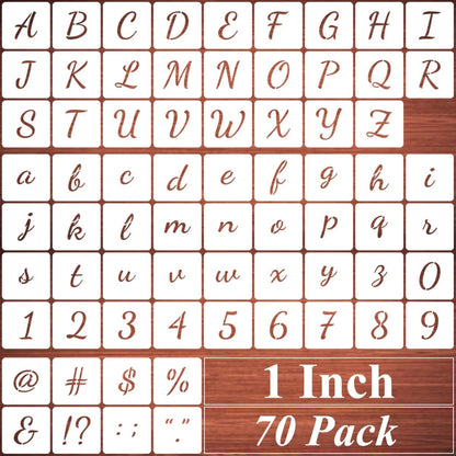 6 Inch Alphabet Letter Stencils for Painting - 70 Pack Letters and Numbers Stencil Templates with Signs for Painting on Wood, Reusable Number and Letter Stencils for Chalkboard Wood Signs & Wall Art