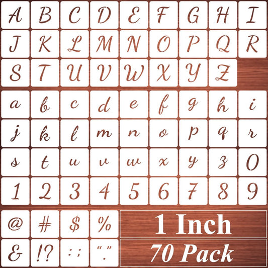 6 Inch Alphabet Letter Stencils for Painting - 70 Pack Letters and Numbers Stencil Templates with Signs for Painting on Wood, Reusable Number and Letter Stencils for Chalkboard Wood Signs & Wall Art