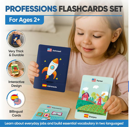 Kidrox Squad Alphabet Flashcards for Kids – 26 Slide-Reveal Cards in English & Spanish | Magic Pull-Tab Bilingual Learning Game for Toddlers & Preschoolers Age 3+