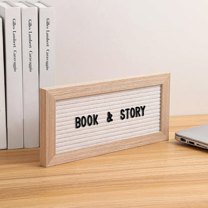 Small Magnetic Felt Letter Board 11x5Inch with Changeable Letters and Numbers, Message board Letter Sign Board in Wood Frame for Anoucement&Notification(Black)