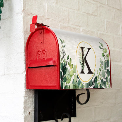 Tiamon Monogrammed L Mailbox Covers Magnetic Eucalyptus Welcome Letter Box Wrap Standard Size 21x18 Inch Spring Summer Leaves Mailbox Decor Eucalyptus Letter Numbers Decoration for Outdoor Garden Yard