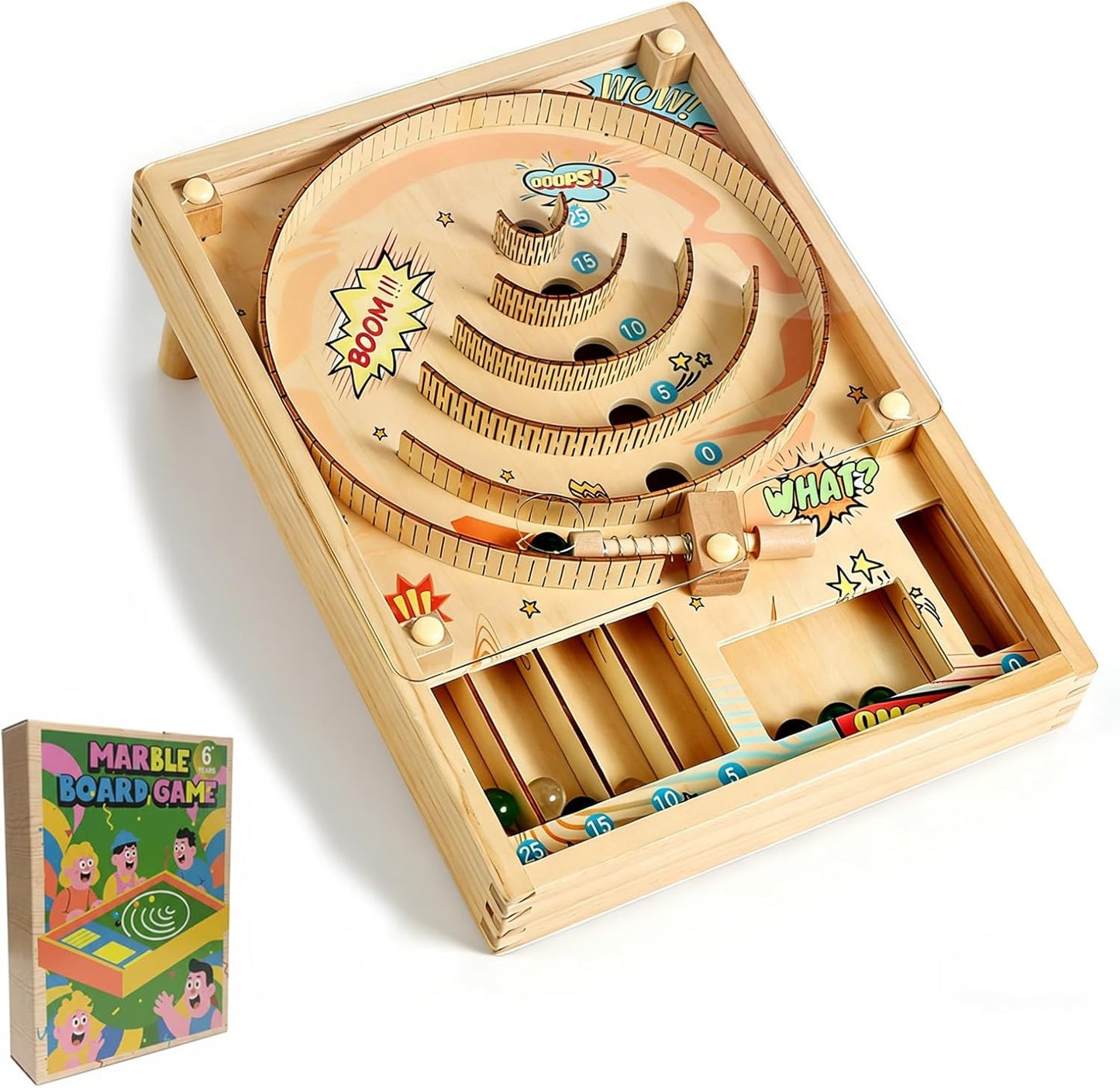 Family & Party Fun Pinball Table -Beigewith Colorful Balls, Portable Home & Birthday Parties, and Social Gatherings, Party Game Board | Playful Design | Durable Game Board, Pinball Machine