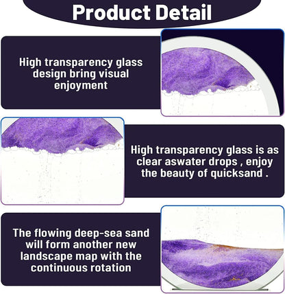 Moving Sand Art Picture Round Glass 3D Deep Sea Sandscape in Motion Display Flowing Sand Frame, Large Desktop Art Toys, Home & Office Desktop Decorations(Black, RC-Crotrol)