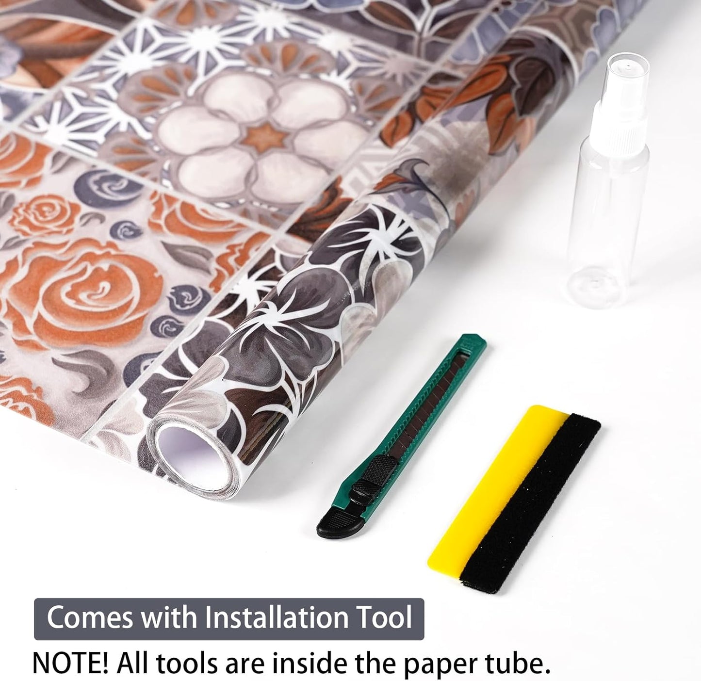 DKTIE Wooden Blinds Pattern Decorative Window Privacy Film, Sun Blocking Heat Control, Static Cling No Glue, with Installation Tools, Stained Glass Window Film (S531, 17.7" x 78.7")