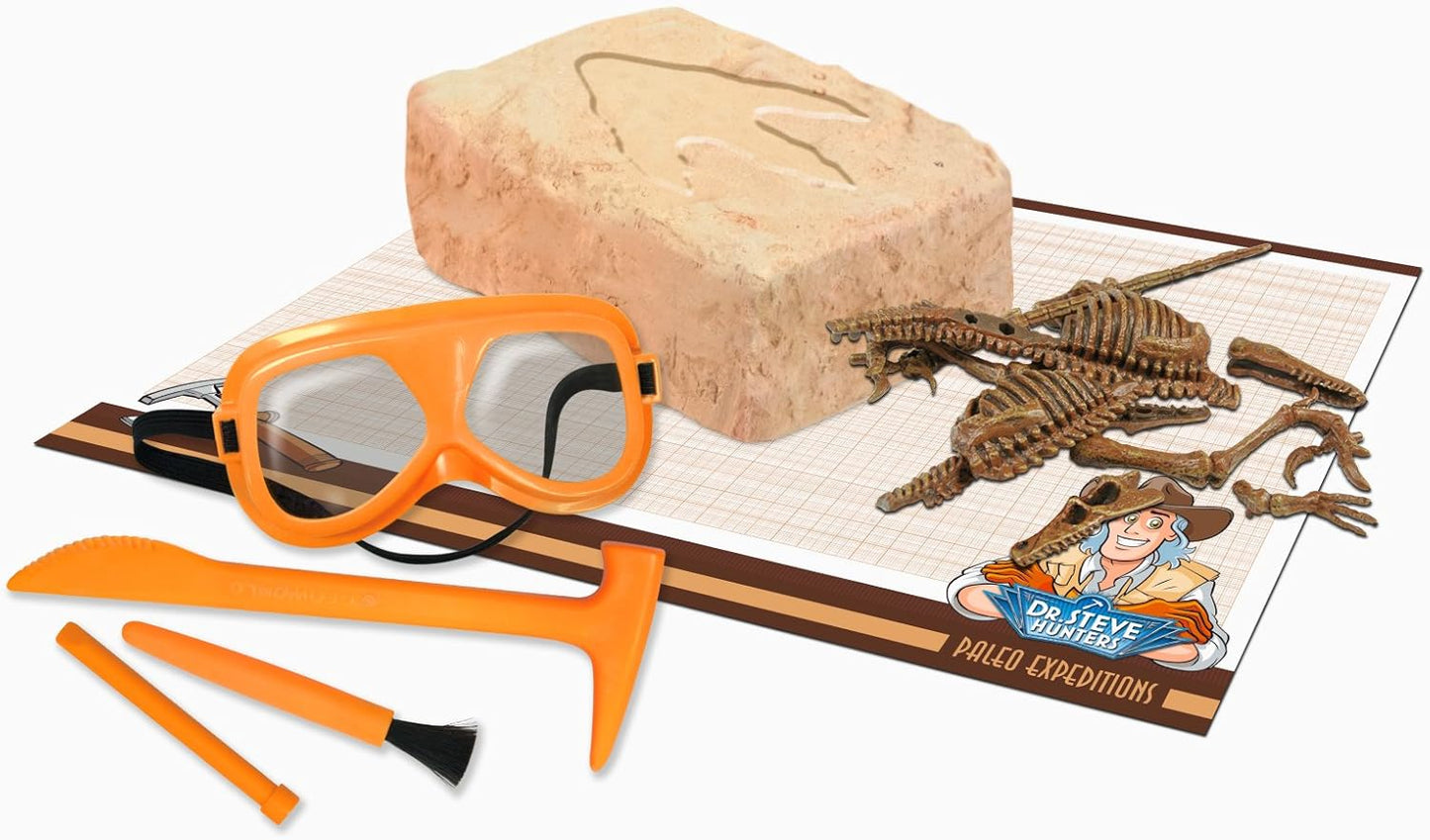 Uncle Milton Dr. Steve Hunters-Paleo Expedition Dino Dig Excavation Kit Velociraptor-14 Piece-Scientific Educational Toy