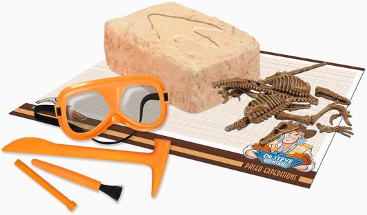 Uncle Milton Dr. Steve Hunters-Paleo Expedition Dino Dig Excavation Kit Velociraptor-14 Piece-Scientific Educational Toy