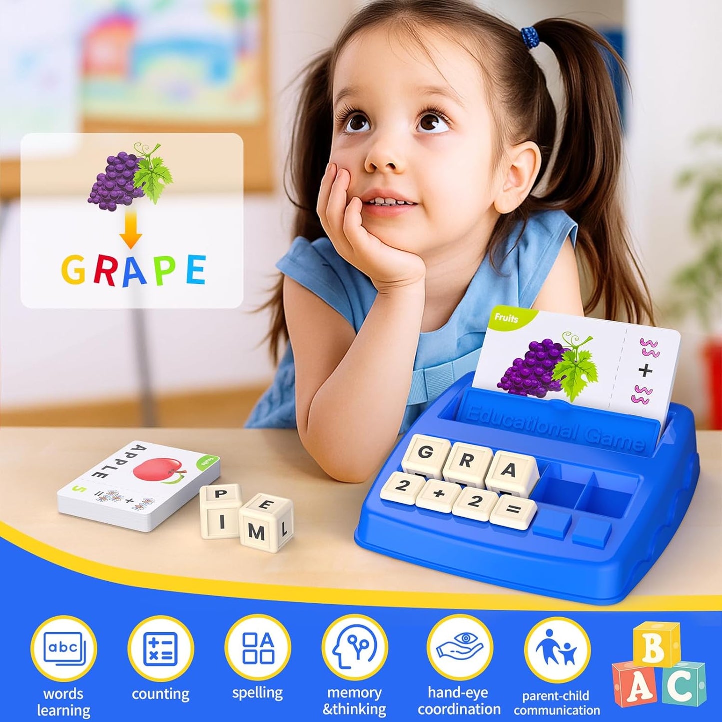Matching Letter Games for Kids Ages 4-8,Learning & Education Toys for Preschool Boys Girls Spelling/Reading/Math Learning/Word Recognition,Birthday Gifts Educational Toys for Kindergarten Kids, Purple