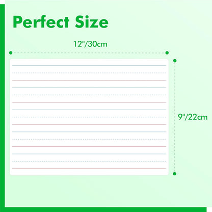 8 Sheets Dry Erase Lined Whiteboard, Double Sided Ruled Writing Board & Handwriting Practice Tool for Classroom, School, Office Supplies Whiteboard (9” x 12”)