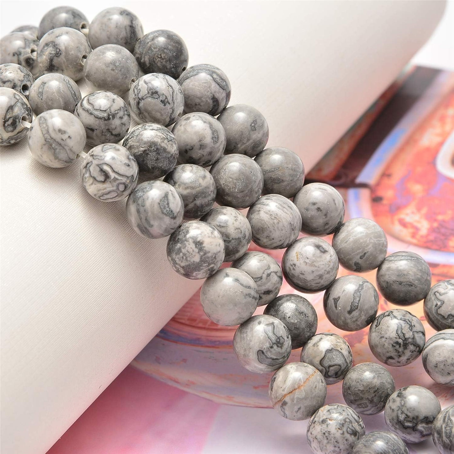 NCB 100pcs Original Natural Stone Beads Gemstone Round Loose Beads 6mm 8mm 10mm (Blue Aventurine, 6mm 100Beads) - Colors B