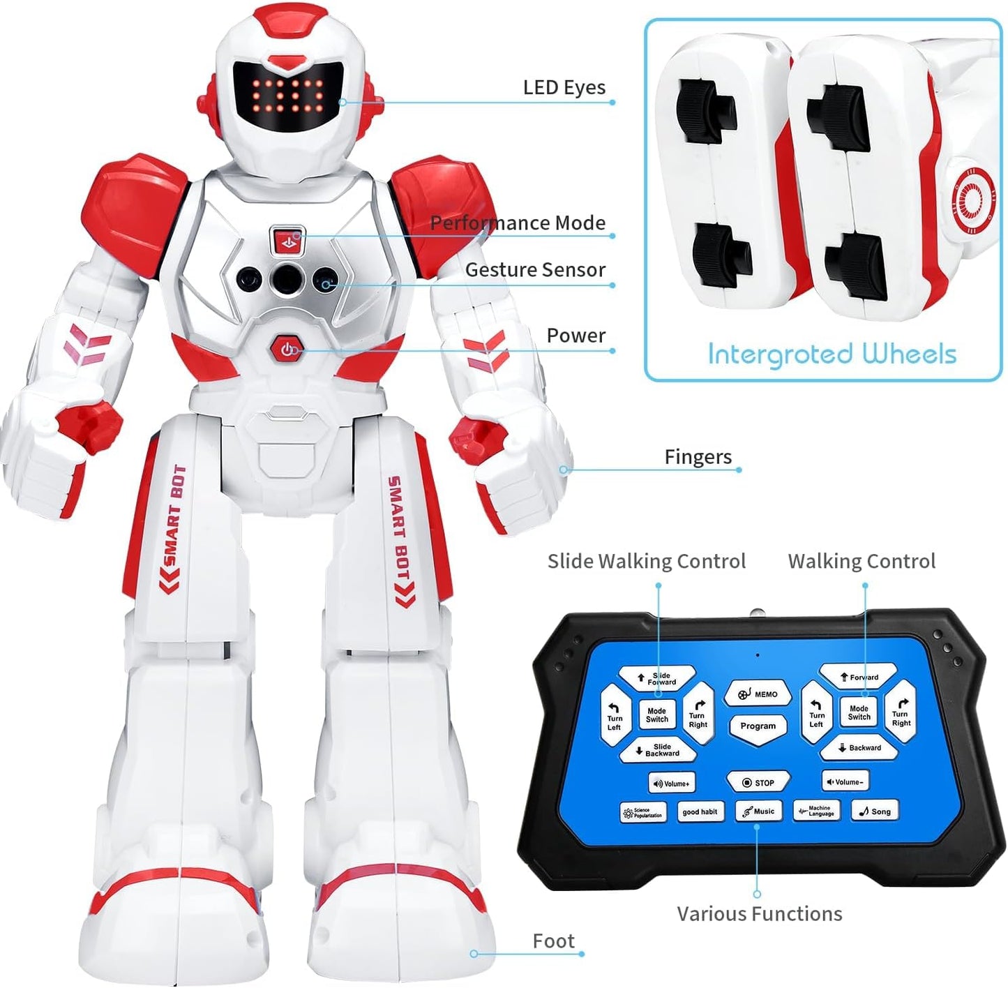 KingsDragon Robots Toy for Kids, RC Gesture Sensing Toy, Interactive Walking Singing Dancing Robot Birthday Presents for Boys Girls Age 6 7 8 9 Years Old