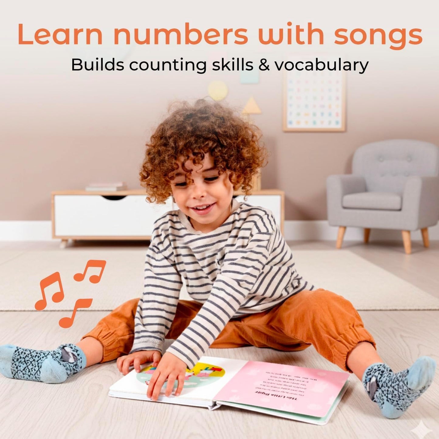 Cali's Books Alphabet Book for Toddlers 1-3 - Learn ABC, Musical Books for Kids, Interactive Talking Baby Toddler Sound Book, Educational Song Learning Toys, Singing and Speech Music Toy for Babies