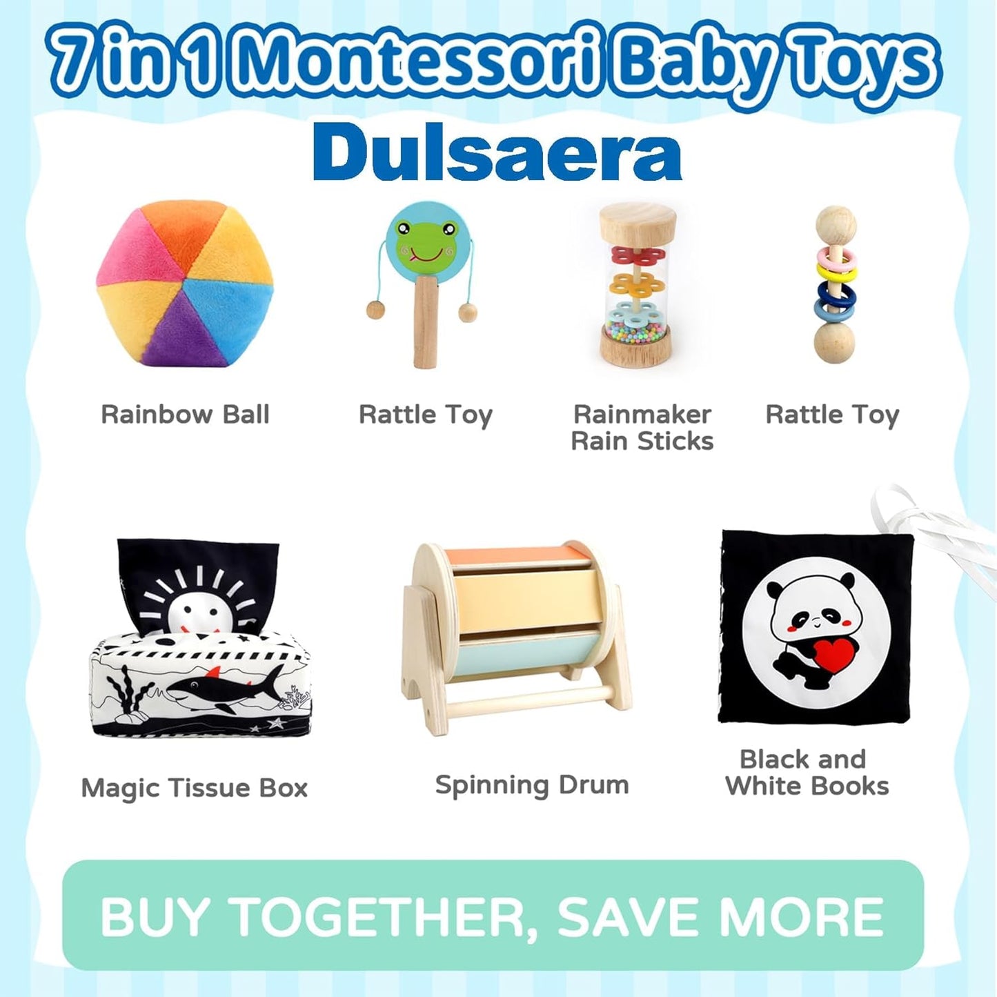 Dulsaera Montessori Toys for 1 Year Old, 6-in-1 Baby Toys 6-12 Months Educational Toys for 1 Year Old Developmental Learning Toy Infant Birthday Gifts for Boys Girls Babies