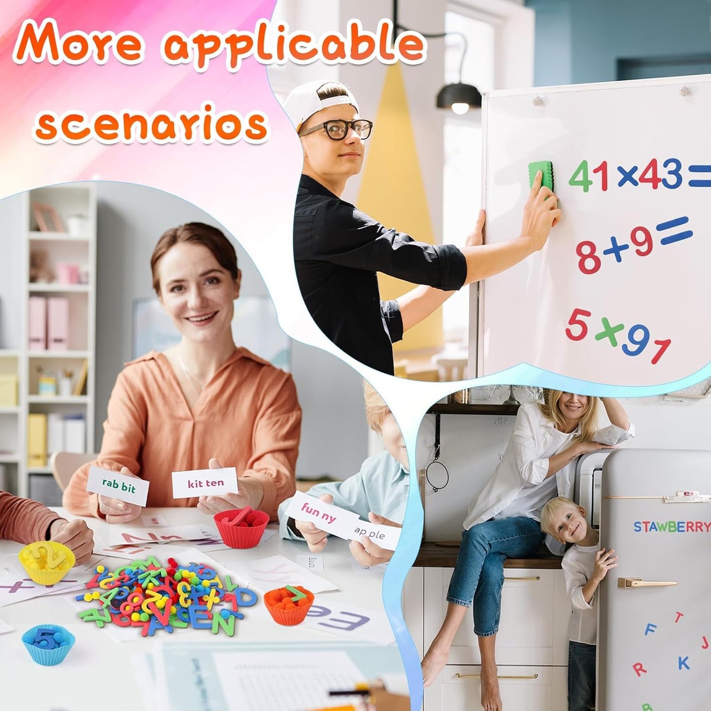 286Pcs Letters and Numbers Sensory Bin Filler Fine Motor Toys Counting Sorting 200 Felt Pompoms 76 Magnetic Letters Numbers 4 Tweezers 5 Silicone Plates 1 Storage Box for Counting Sorting DIY Crafts