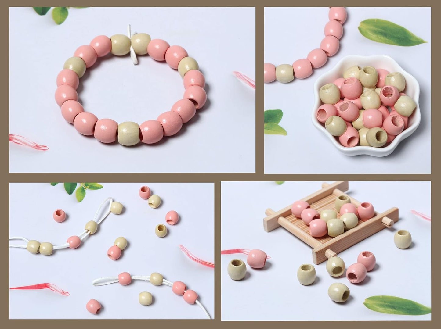 120 11x12mm White Wooden Beads with 5mm Large Hole Barrel Wood Spacer Loose Beads for Handmade Crafts Making