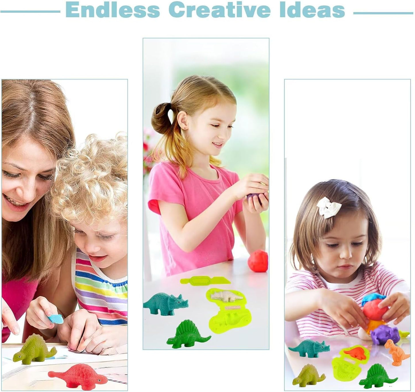 Unleash Creativity with 6 Unique Dino Molds Dough Toys Dough Accessories Set.Ideal as a Gift for Kids Aged 3-4-8 Years