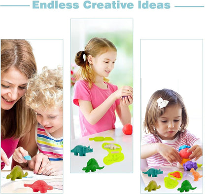 Unleash Creativity with 6 Unique Dino Molds Dough Toys Dough Accessories Set.Ideal as a Gift for Kids Aged 3-4-8 Years