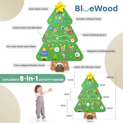 BlueWood Wooden Wall Busy Board Panels, Toddler Learning Activity Center, Montessori Philosophy Sensory, Educational Toys, Conducive to All-Round Development - Whale
