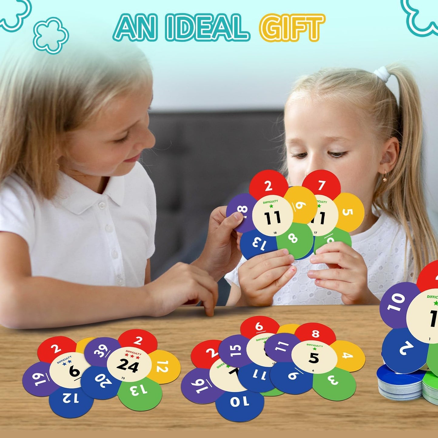 Fun Math Game STEM Toy to Practice Multiplication, Division, Addition and Subtraction Classroom for Kids Ages 6+ Homeschooling Family Smart Card Game Gift for Birthday, Back to School, Christmas