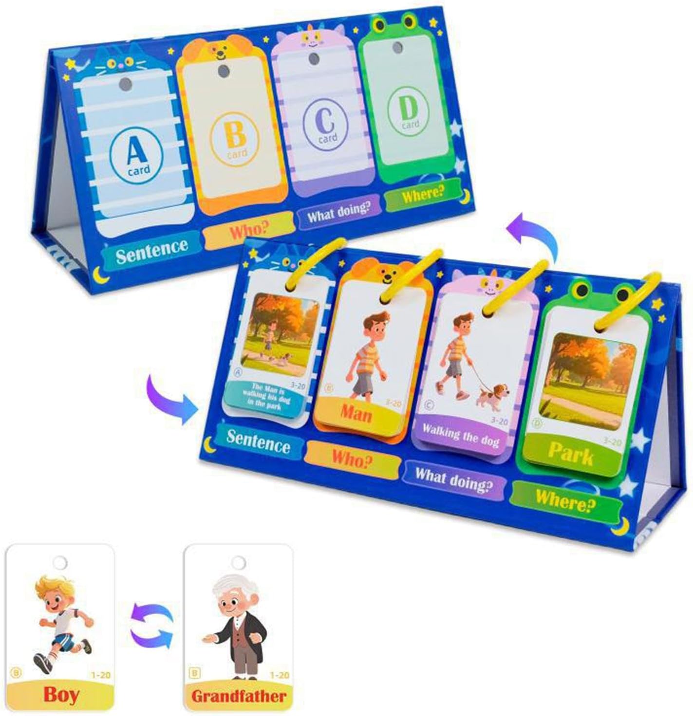 Kids Sentence Building Flip Chart Educational Learning Tool Learning Classroom Portable Freestanding Kids Sentence Game