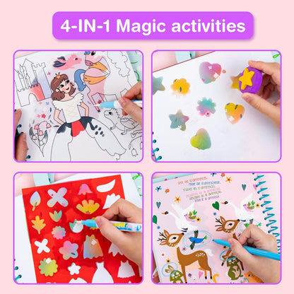 Avenir Reusable Water Coloring Book for Toddlers 3-5 – Mess-Free Paint-with-Water Travel Toy Airplane Activities Road Trip Quiet Book, Water-Reveal Activity Pad, 3-in-1 Creative Set