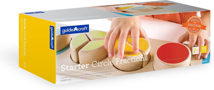 Guidecraft Starter Circle Fractions - Early Math Skills Building Toy, Wooden Puzzle Sorting and Stacking Shapes for Kids