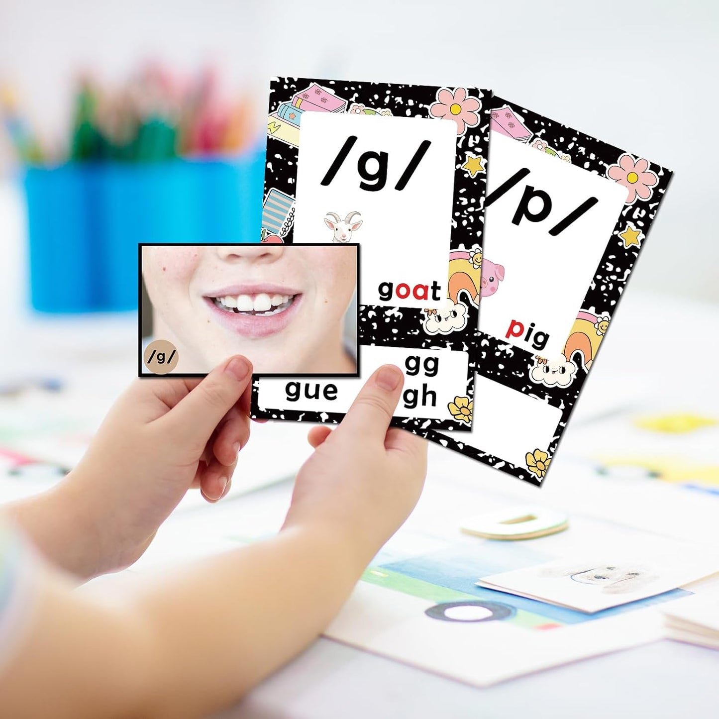 JarThenaAMCS 54Pcs Back to School Phonics Sound Wall Posters Phonetic Symbol & Mouth Shape Educational Cards for ESL Speech Therapy Classroom Teaching Reading Supplies