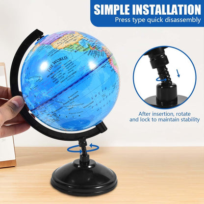 KISEER Rotating World Globe 6 Inch Spinning Earth Globe with Stand for Kids Learning Geography Classroom Education or Office Home Decorations