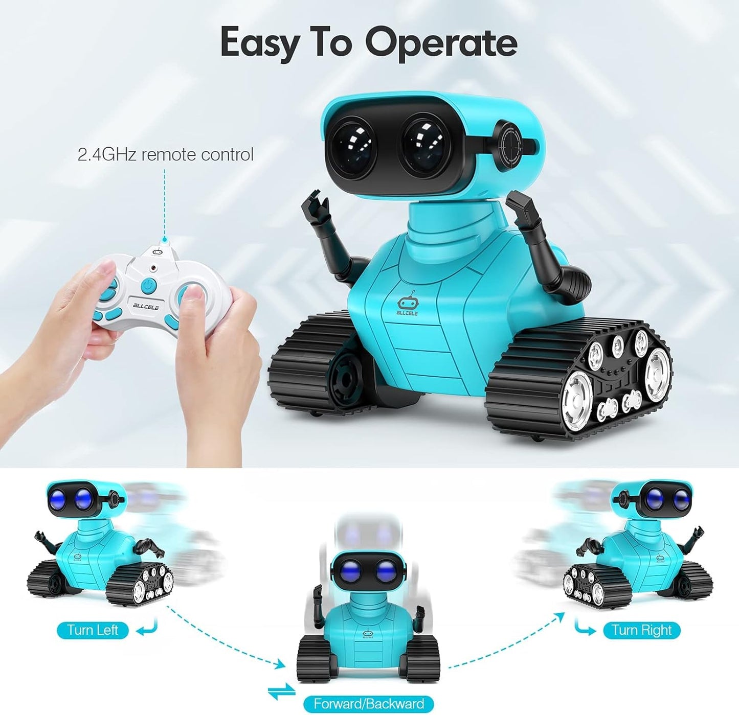 ALLCELE LED RC Robot Toys for Girls with Programming, Music, Demo and LED Function, Remote Control Robot Toy, Gift for Girls 3-8 Years Old Blue Pink