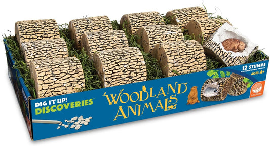 MindWare Dig it Up! Woodland Animals Excavation Kit - Educational Toys for Kids 4 and Up - Dig Kit with 12 Stumps, 12 Animal Figurines, 12 Chisels - Group or Classroom Activities & Birthday Parties
