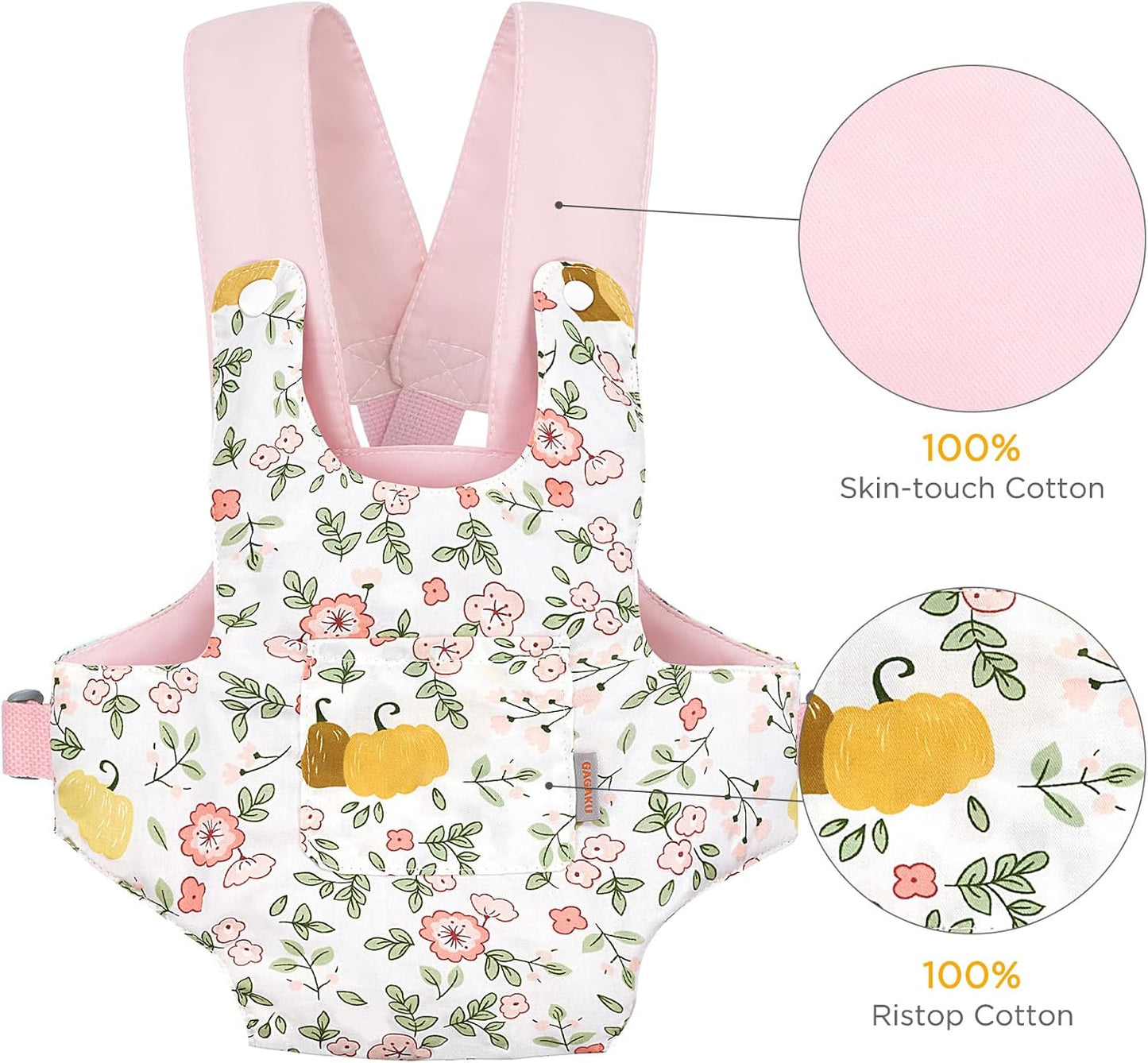 GAGAKU Doll Carrier for Stuffed Animals, Reborn Baby Doll Accessories Toy Carriers for Kids 3+ Toddlers - Pink Wax Flowers