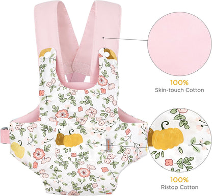 GAGAKU Doll Carrier for Stuffed Animals, Reborn Baby Doll Accessories Toy Carriers for Kids 3+ Toddlers - Pink Wax Flowers