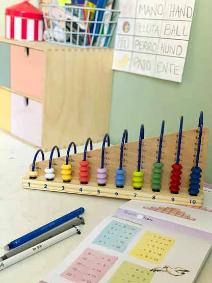 Wooden Abacus by Small Foot – Classic Educational Counting Toy Bead Counter – Early Learning Logic, Quantities, Addition, Subtraction – Develops Motor Skills and Logical Thinking - Age 4+ Years