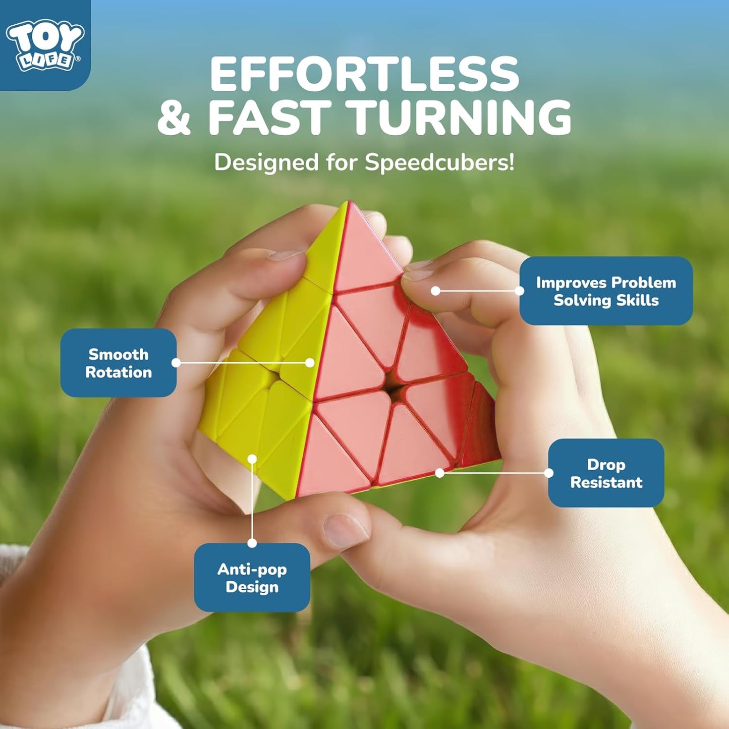 STEAM Life Speed Cube Set, Speed Cube Set of 2x2 3x3 4x4 Megaminx and Pyramid Cube Smoothly Stickerless Magic Cubes Collection for Kids & Adults