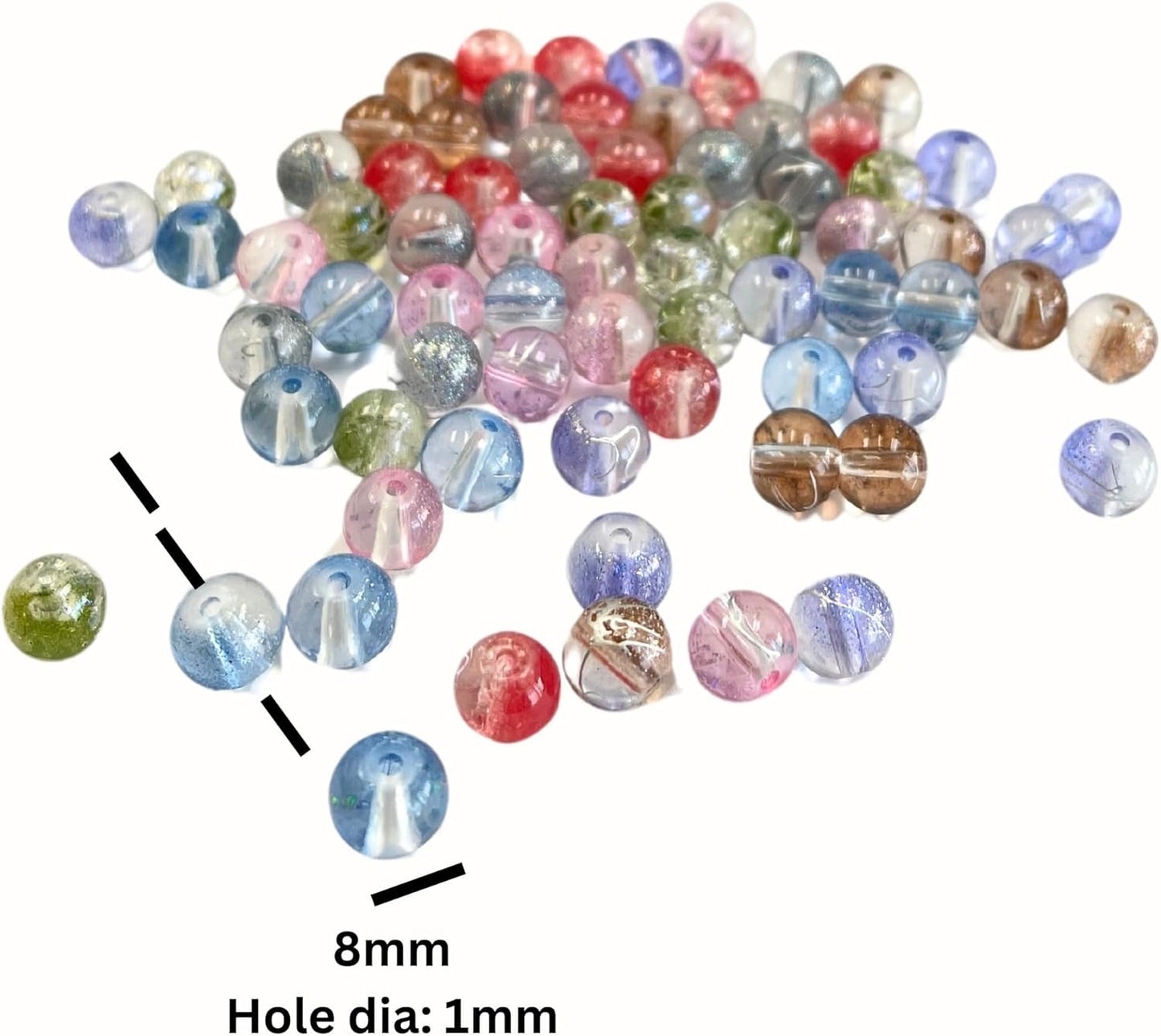 8mm Glass Beads Round Bulk for Bracelet, Glow in Dark Beads, DIY Jewelry Windchime Suncatcher Party Supplies, 300 pcs