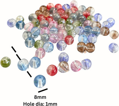 8mm Glass Beads Round Bulk for Bracelet, Glow in Dark Beads, DIY Jewelry Windchime Suncatcher Party Supplies, 300 pcs