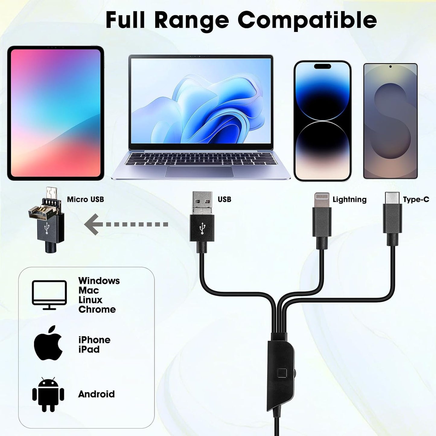 4K WiFi Microscope for iPhone Android PC, 50-1000X USB Digital Microscope Wireless Super HD Endoscope Camera Compatible with All Cellphones iPad Android Tablet Windows Mac Chrome Linux