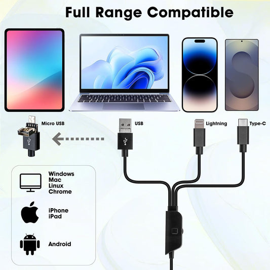 4K WiFi Microscope for iPhone Android PC, 50-1000X USB Digital Microscope Wireless Super HD Endoscope Camera Compatible with All Cellphones iPad Android Tablet Windows Mac Chrome Linux