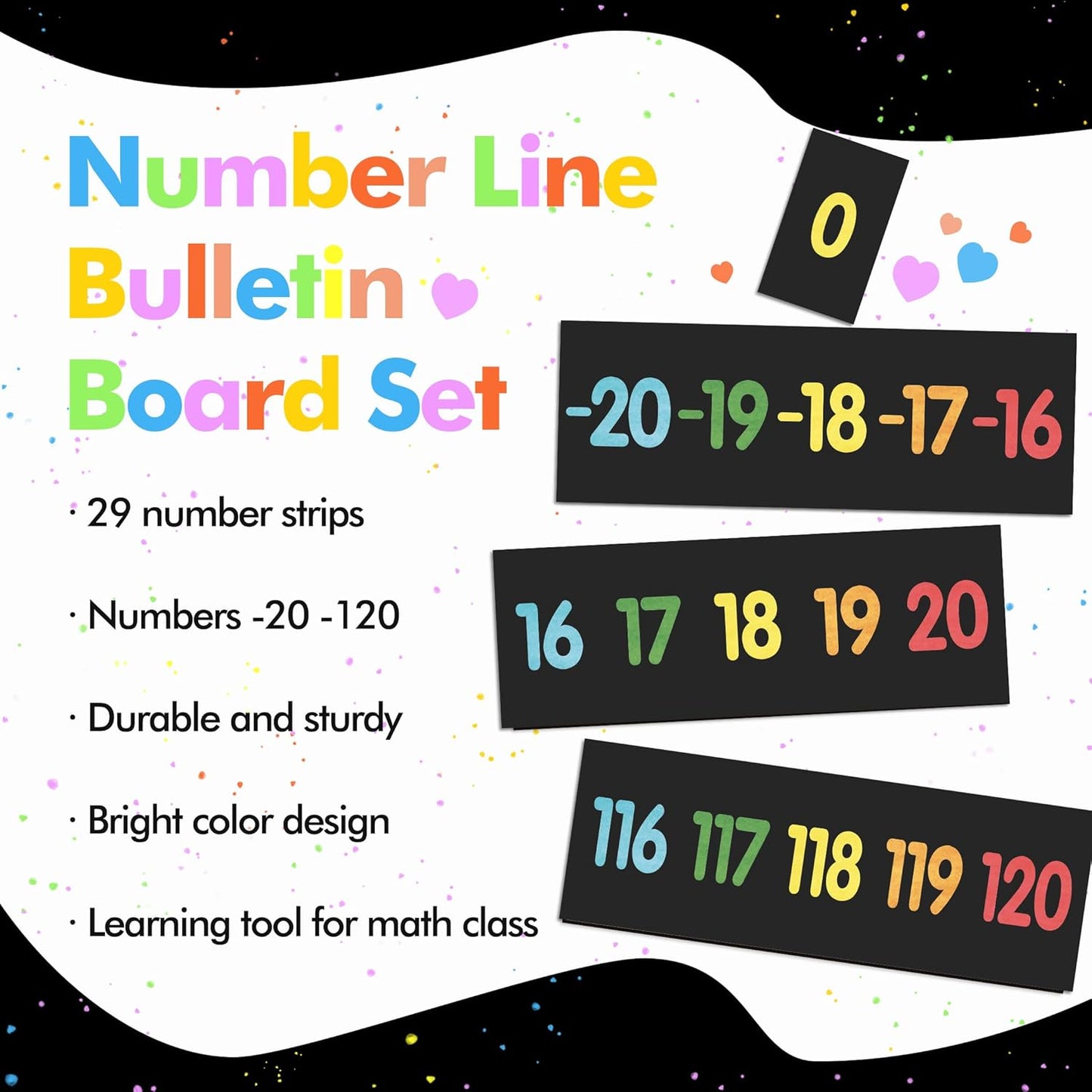 29 Pieces Number Line for Classroom Wall -20 to 120 Number Line Bulletin Board Border Boho Classroom Decorations Math Posters for Teachers