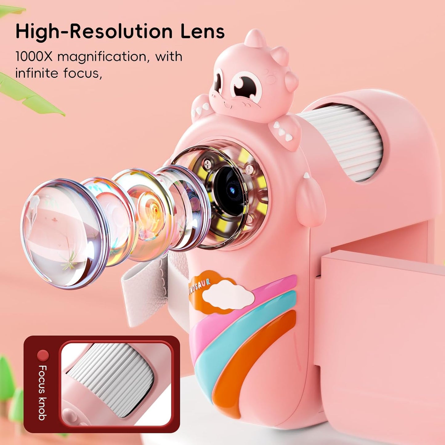 Kids Microscope Digital Camera, 1000X Handheld Camera Microscope for Kids with 2'' Screen, Educational Magnifying Glass Toy Christmas Birthday Gifts for Age 3 4 5 6 7 8 9 10 11 12 Girls Boys - Purple