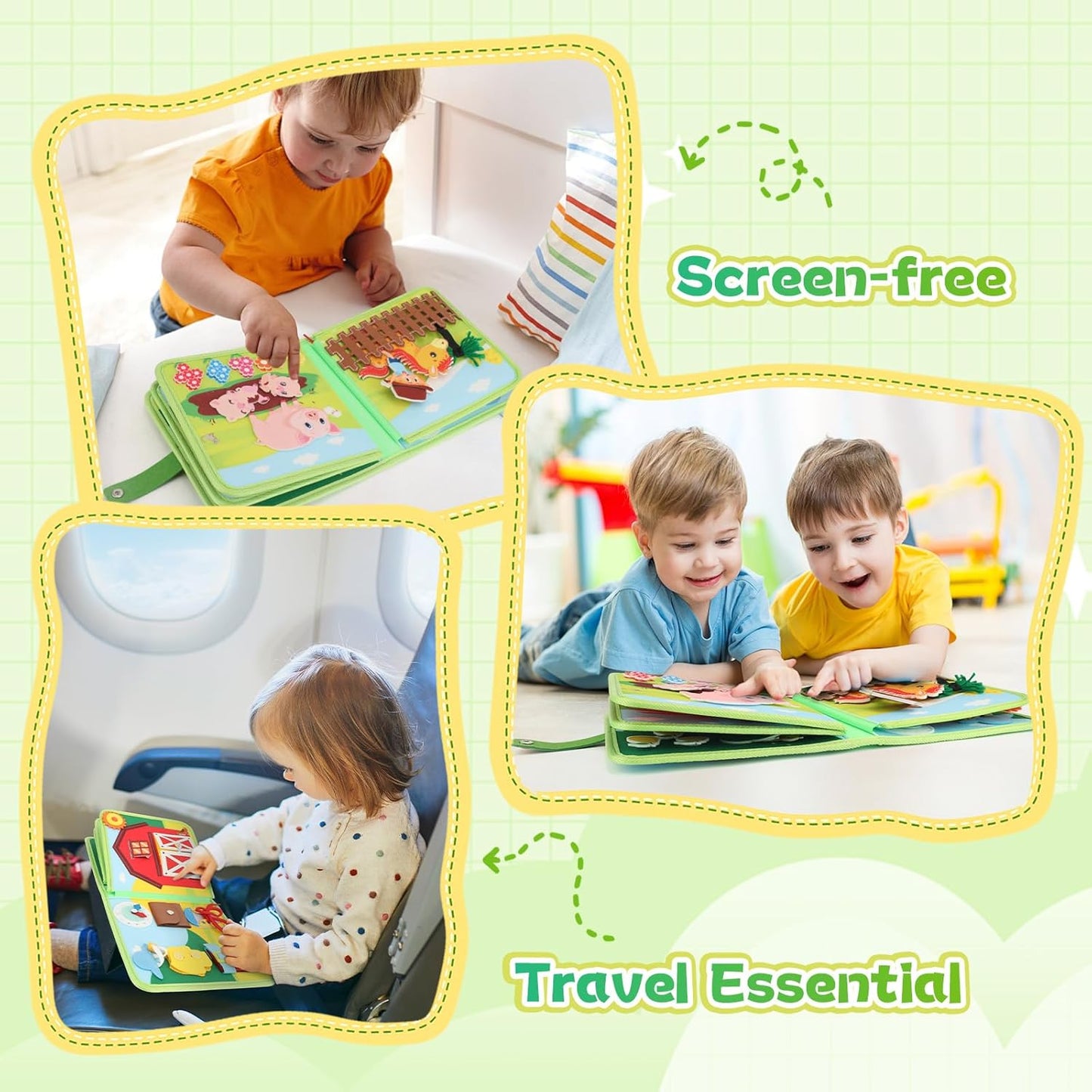 Busy Book for Toddlers 1-3, 25 in 1 Farm Busy Board Montessori Toys for Travel, Birthday Gifts for Boys and Girls, Learning Activity Book for Fine Motor Skills