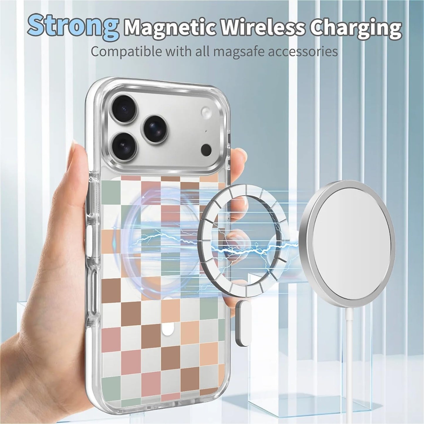 for iPhone 17 Pro Max Case [Compatible with Magsafe],Girls Women Clear Magnetic Case Silicone Shockproof Protective Cover with Pattern Colorful Motivational Letters