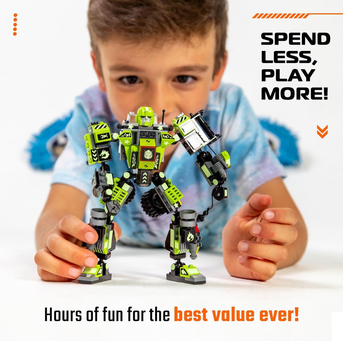 JITTERYGIT Robot Army Buildable Mech Soldier Glow in The Dark Gift Toy Set, Helicopter Military Creative STEM Project, Dinosaur Building Bricks Kit for Kids Ages 6-11 Years Old