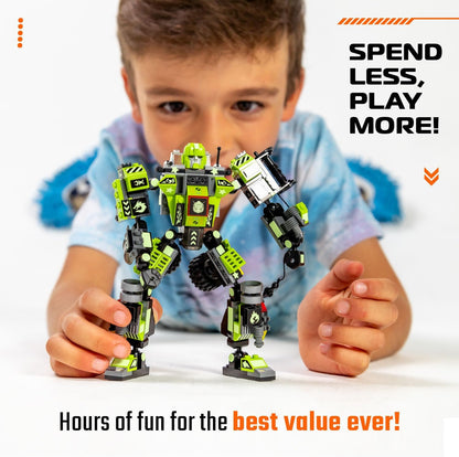 JITTERYGIT Robot Army Buildable Mech Soldier Glow in The Dark Gift Toy Set, Helicopter Military Creative STEM Project, Dinosaur Building Bricks Kit for Kids Ages 6-11 Years Old