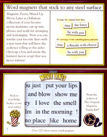 Magnetic Poetry - Mixed-Up Movie Lines Kit - Words for Refrigerator - Write Poems and Letters on the Fridge - Made in the USA
