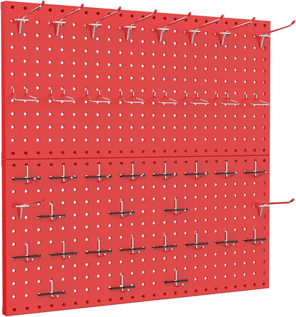 TORACK Metal Pegboard Wall Organizer 24" x 24" or 12" x 48", 70 PCS Tools Storage Pegboard for Garage Tool Organizer Pegboard with Peg Board Hooks for Workbench(Blue)