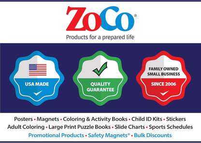 Safety Magnets by ZOCO – Infant and Child CPR & Choking Magnet – Laminated 8.5"x11" Emergency Numbers Fridge Card – First Aid Heimlich Maneuver for Parents, Caregivers, Daycare, Babysitters
