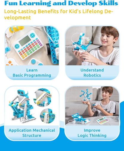 WhalesBot D1 21-in-1 STEM Coding Robot Kit for Kids (Ages 4+), 280+ Pieces Educational Building Set with APP-Controlled & Programming, 3D APP Guidance, Ideal Toy for Boys & Girls